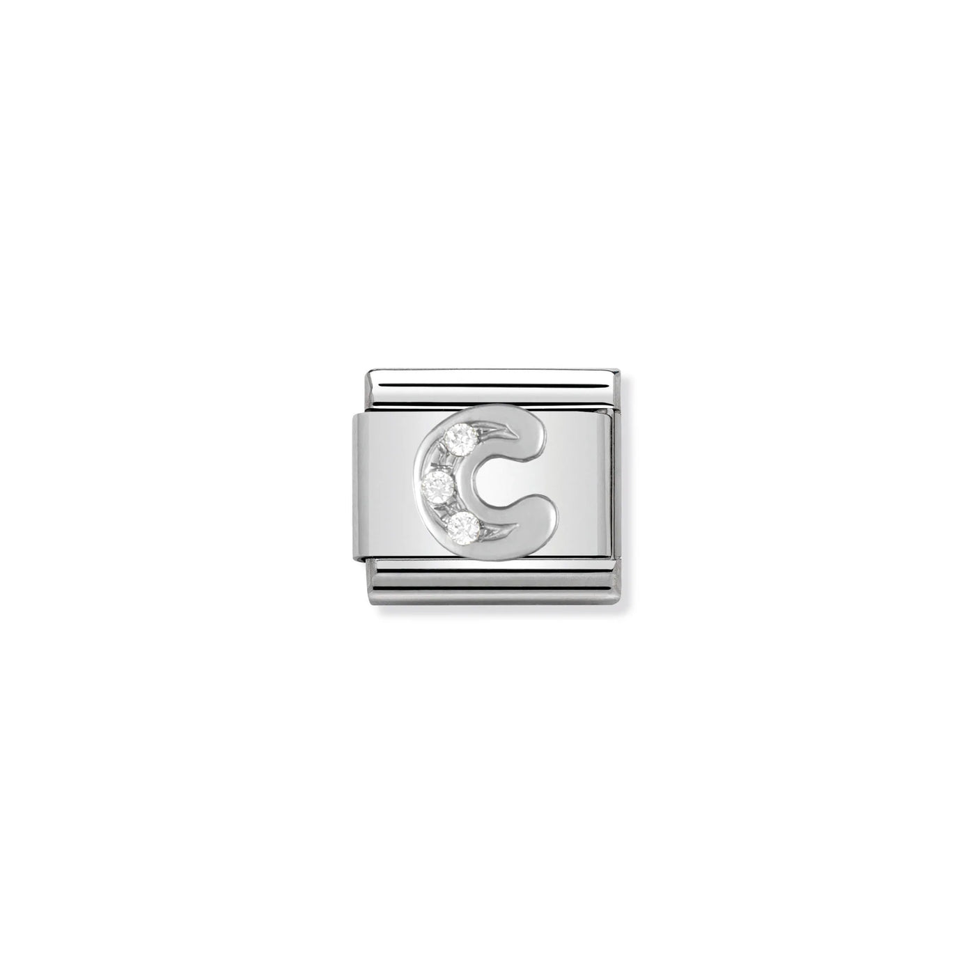 Letter C Silver CZ Charm