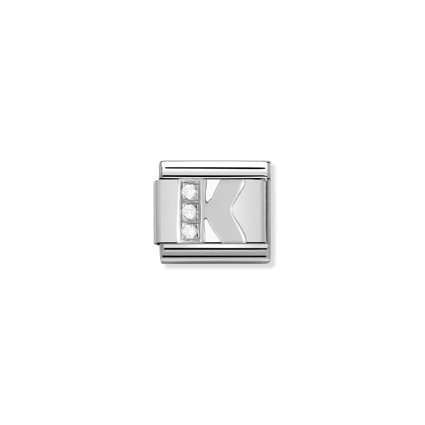 Letter K Silver CZ Charm