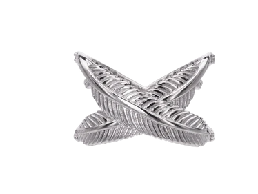 Rocked Feather Kiss Cross Ring with CZs