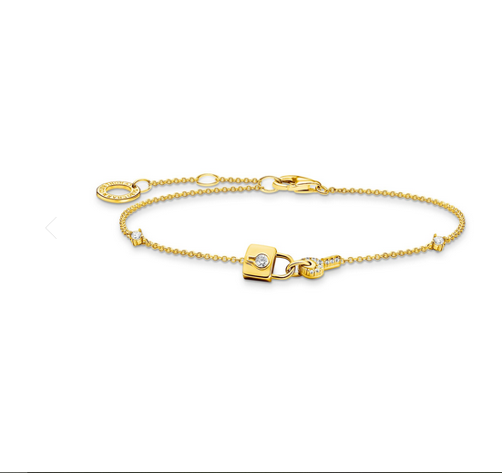 Lock gold plated w CZ Bracelet