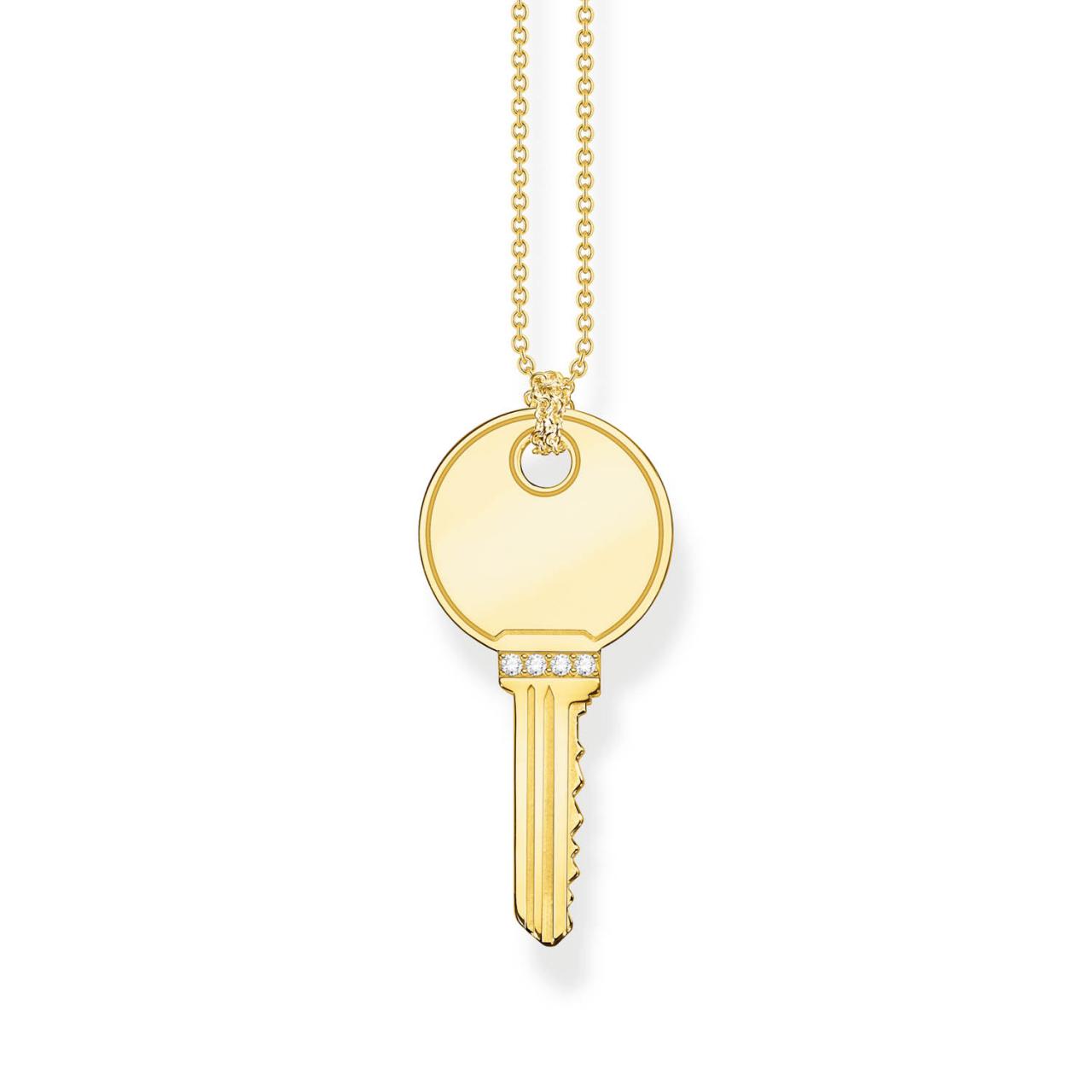 Engravable Gold plated necklace key