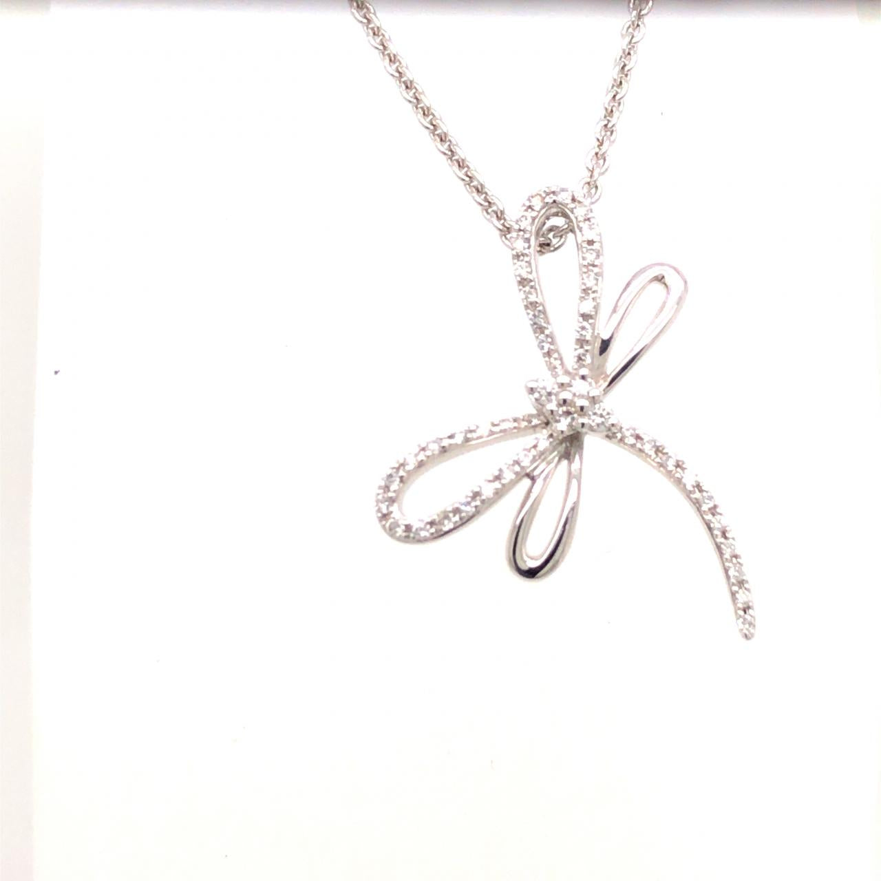 White gold dragonfly necklace