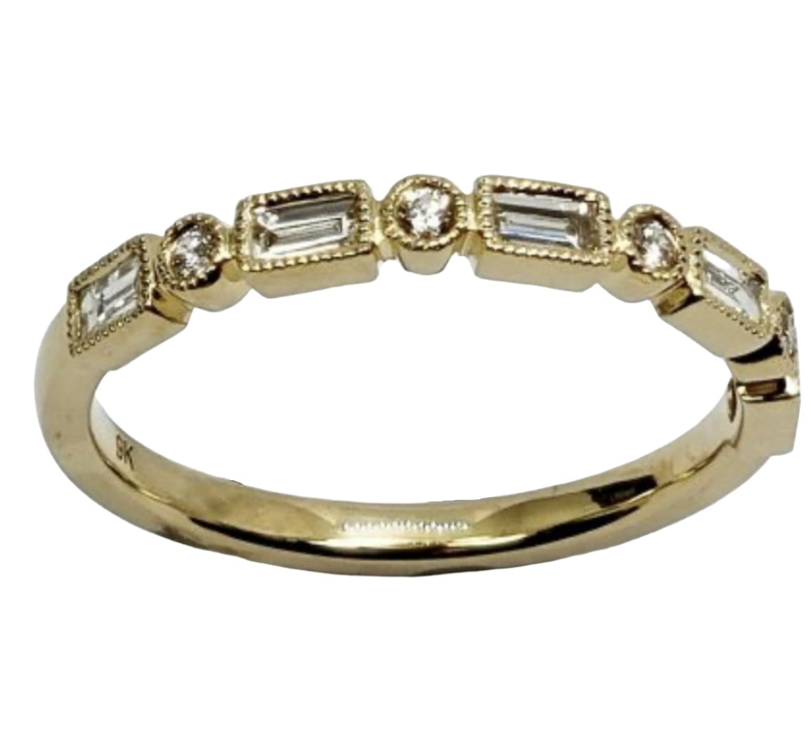 9ct Yellow Gold Baguette Diamond Band