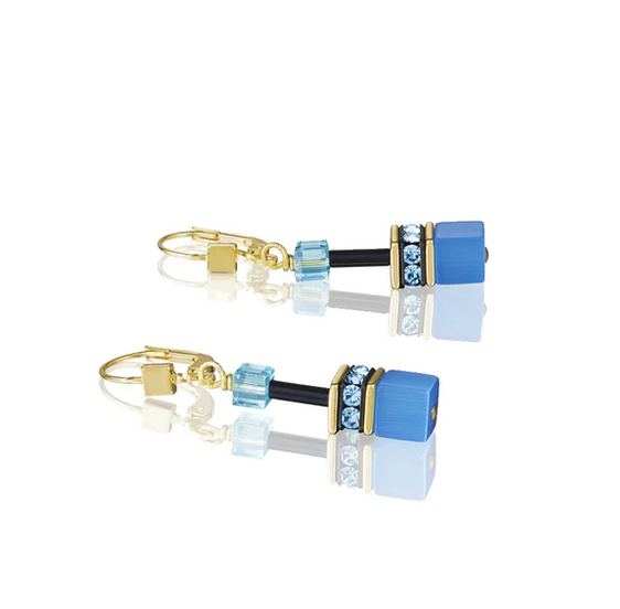 Blue geo cube earrings