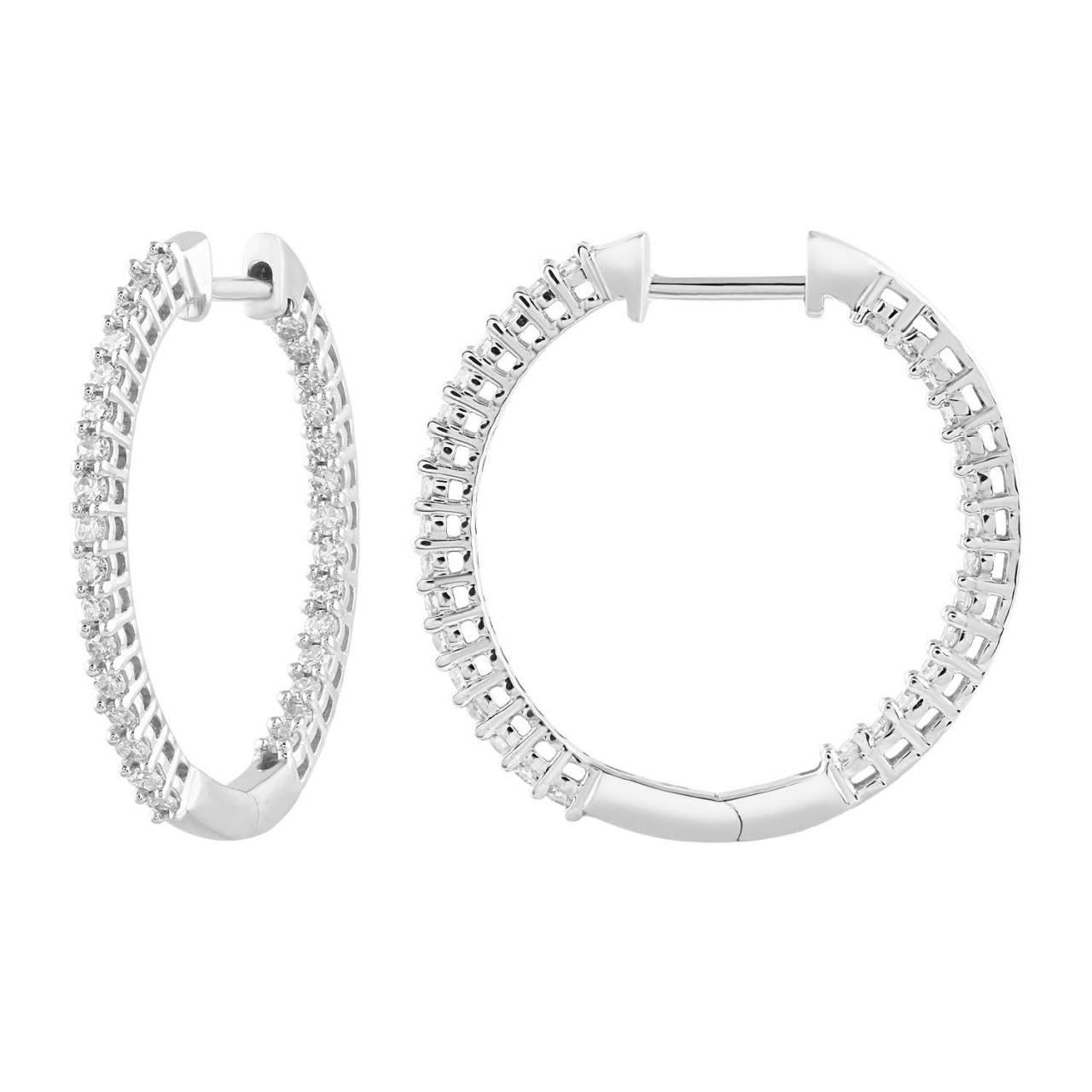 White gold hoops with diamonds