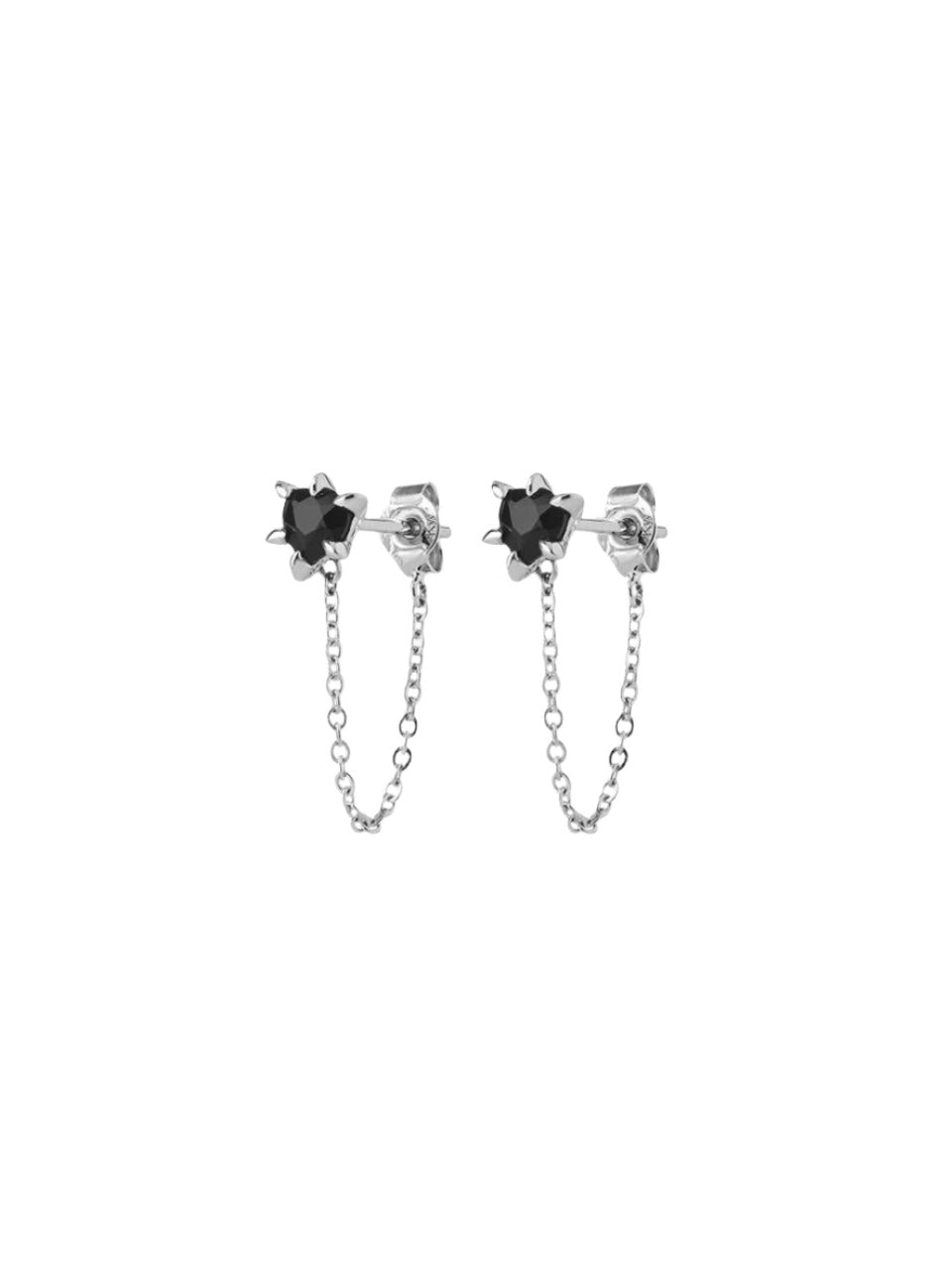 Cupid's Heart & Chain Studs