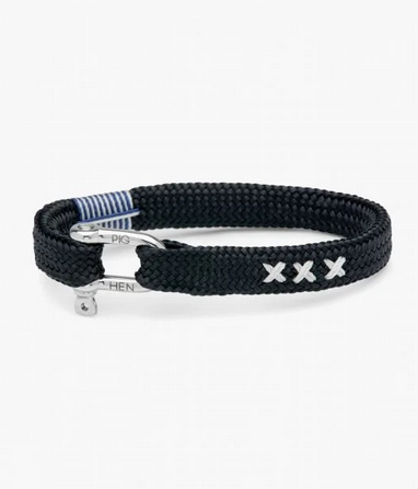Navy Bracelet with 3 White Crosses - Medium
