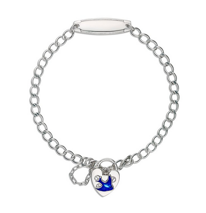 Bluebird Round Curb Bracelet with ID Silver