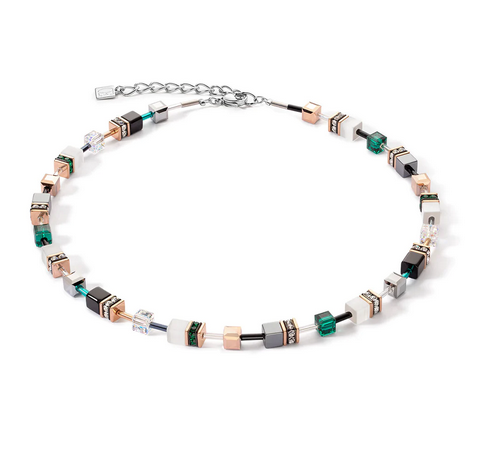 White, Rose Gold & Emerald Necklace