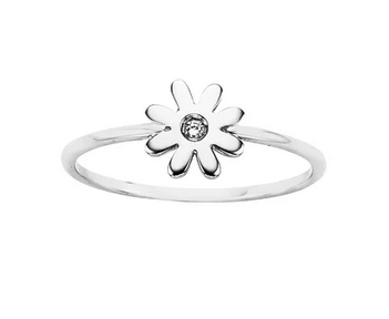 Daisy Ring silver with diamond - Size N