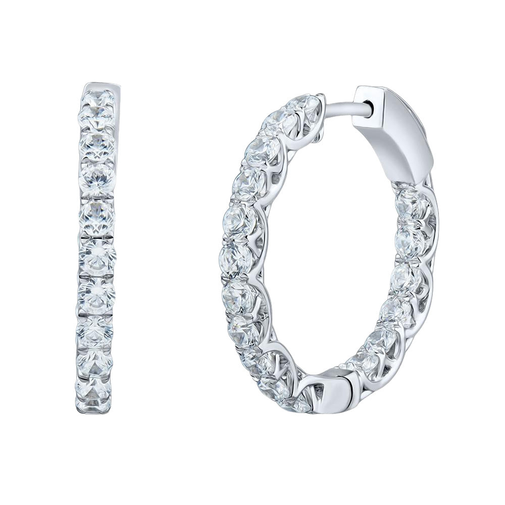 18ct White Gold LAB Grown Diamond Hoop earrings