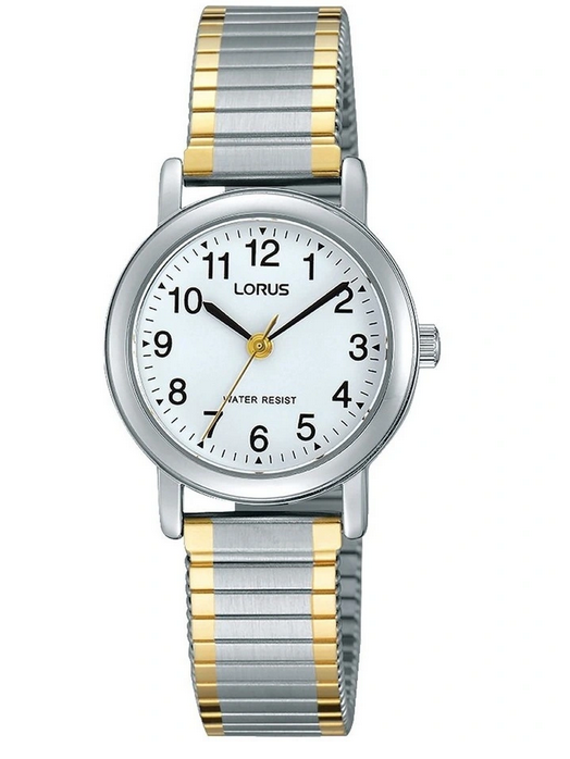 Ladies Stainless Steel and Gold Dress Watch -Stretch Band